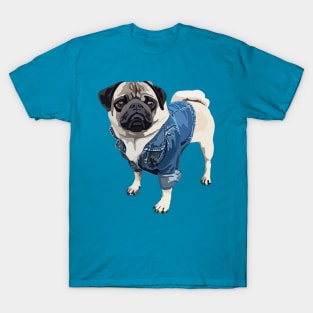 Pug in a blue denim jacket T-Shirt